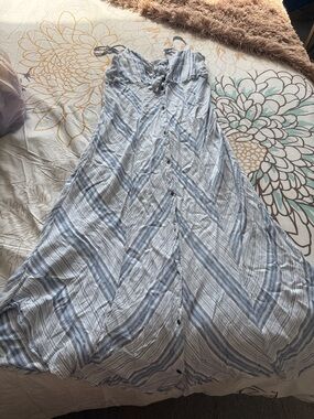 Xhilaration Light Blue and White Striped Maxi Dress